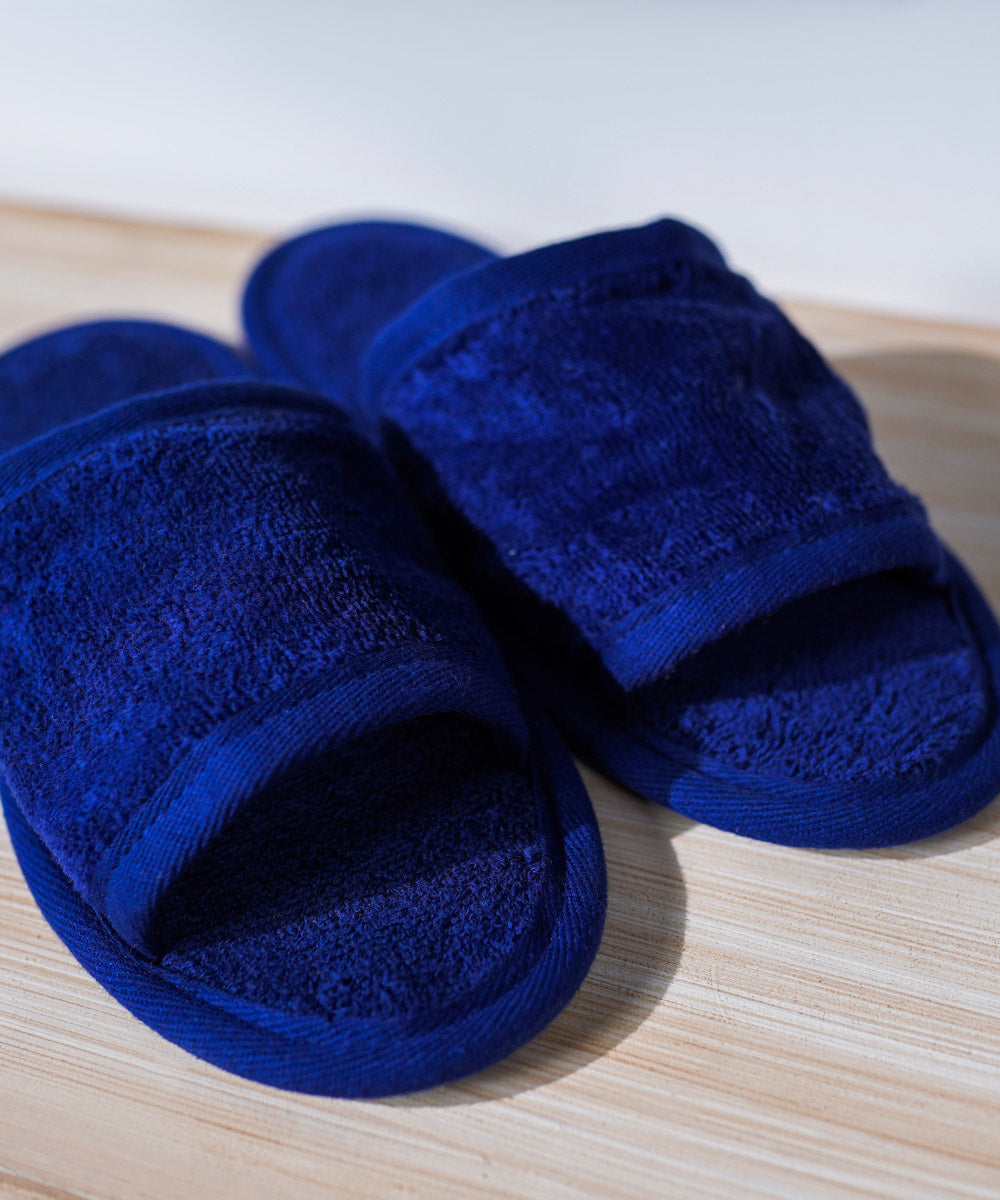 Terry Dyed Blue Colored Slippers