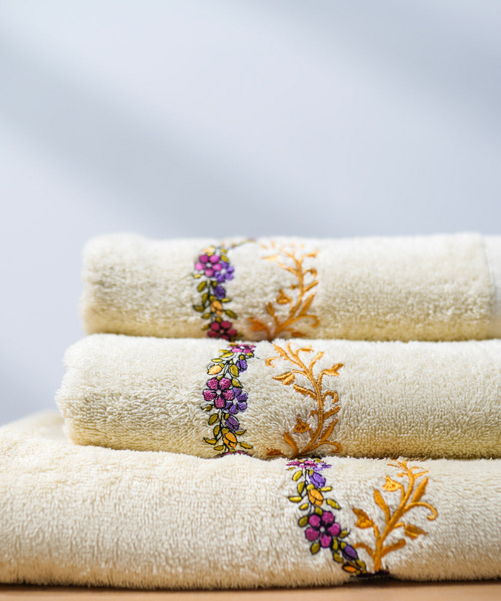Terry Embroidered Multi Colored Towel