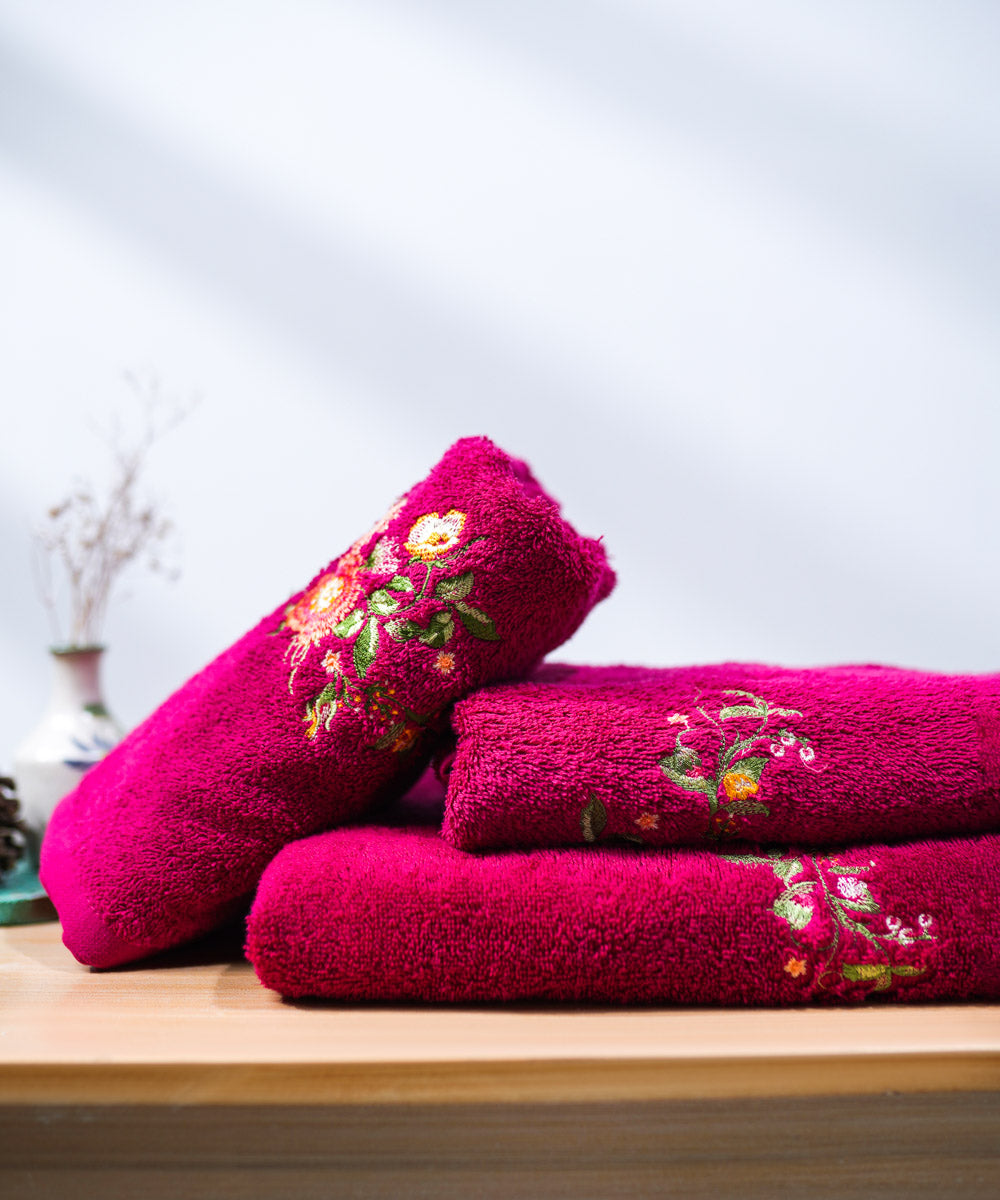 Terry Embroidered Multi Colored Cherry Towel