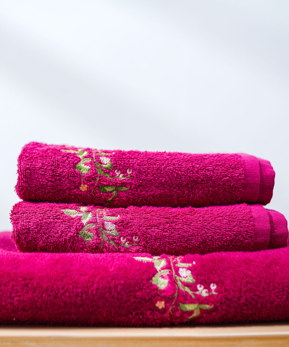 Terry Embroidered Multi Colored Cherry Towel