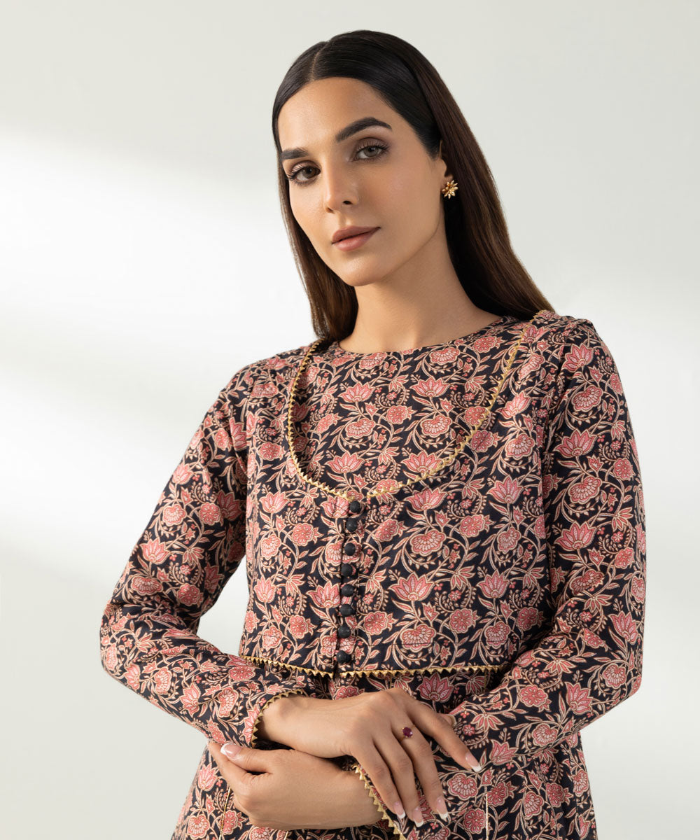 Women's Pret Viscose Raw Silk Embroidered Multi 2 Piece Suit