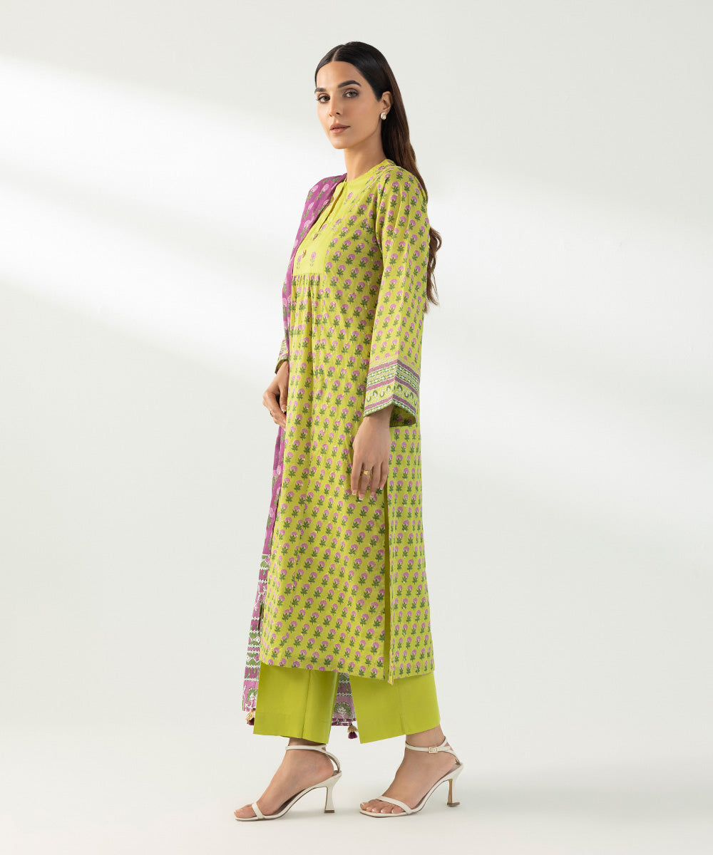 Women's Pret Lawn Embroidered Green 3 Piece Suit