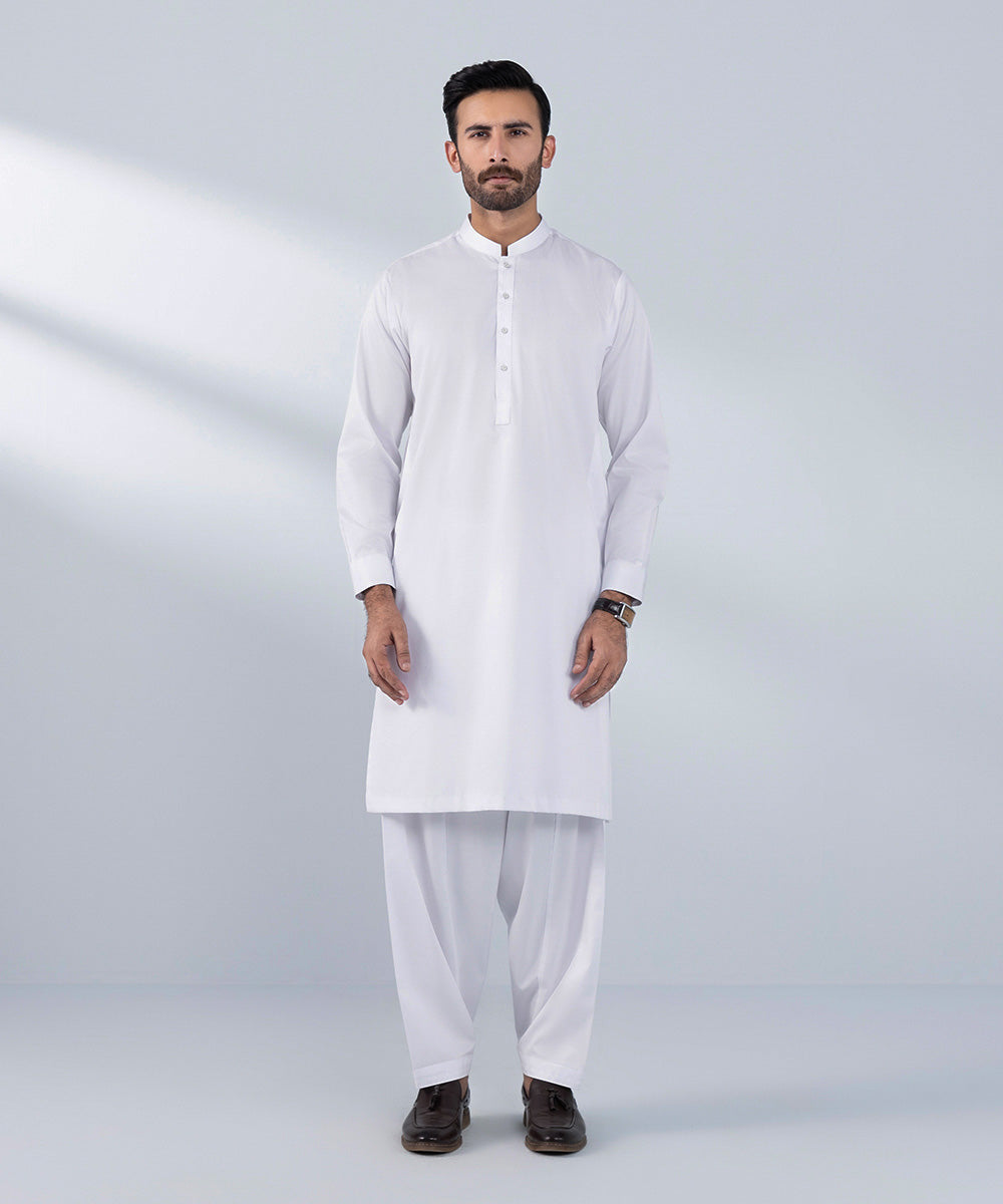 Men's Stitched White Premium Cotton Kurta Shalwar