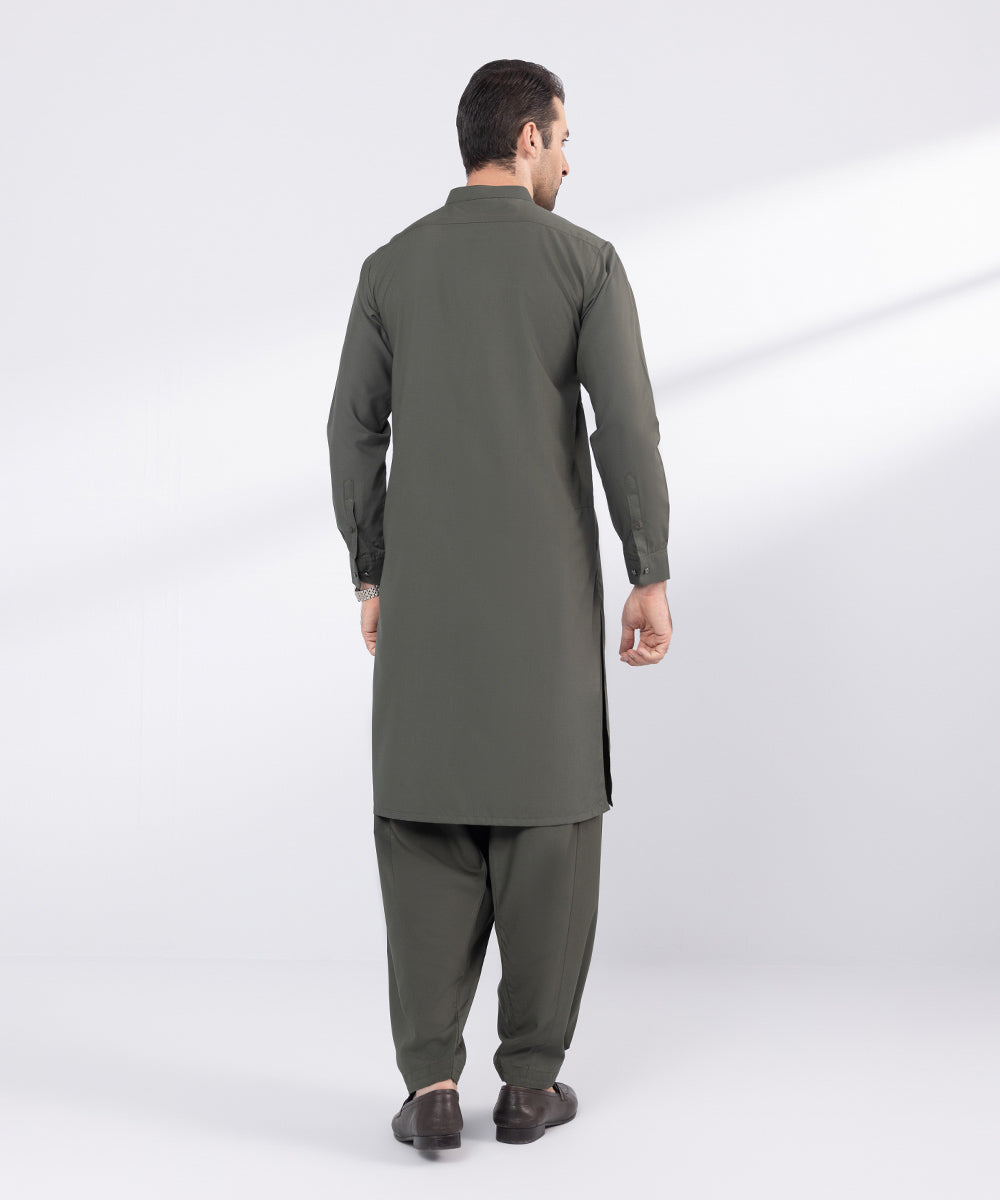 Men's Stitched Green Wash & Wear Suit