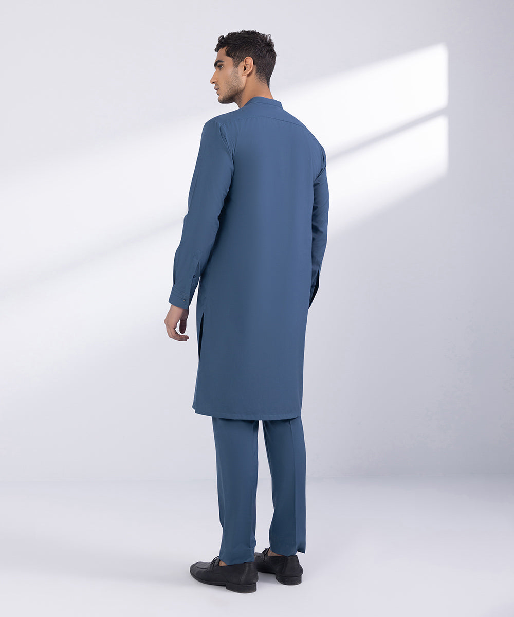 Men's Stitched Blue Poly Suit