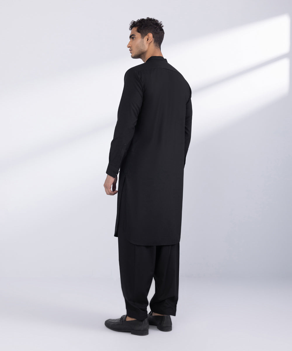 Men's Stitched Black  Poly Suit