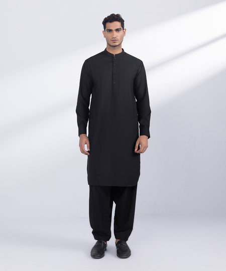 Men's Stitched Black  Poly Suit