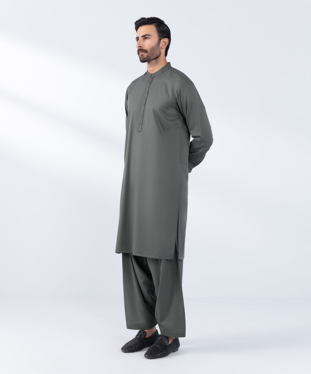 Men's Stitched Dark Grey Premium Wash & Wear Kurta Shalwar