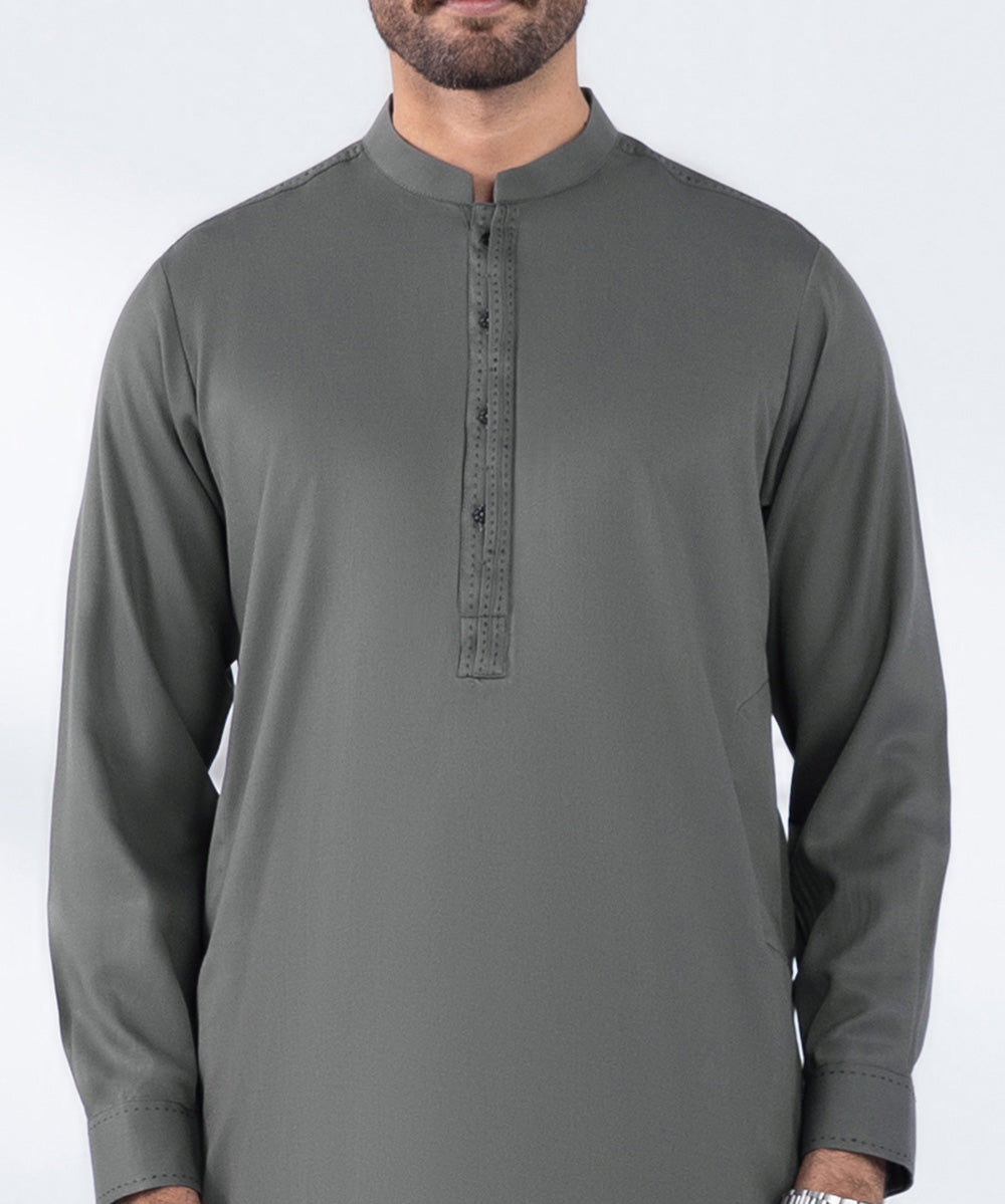 Men's Stitched Dark Grey Premium Wash & Wear Kurta Shalwar