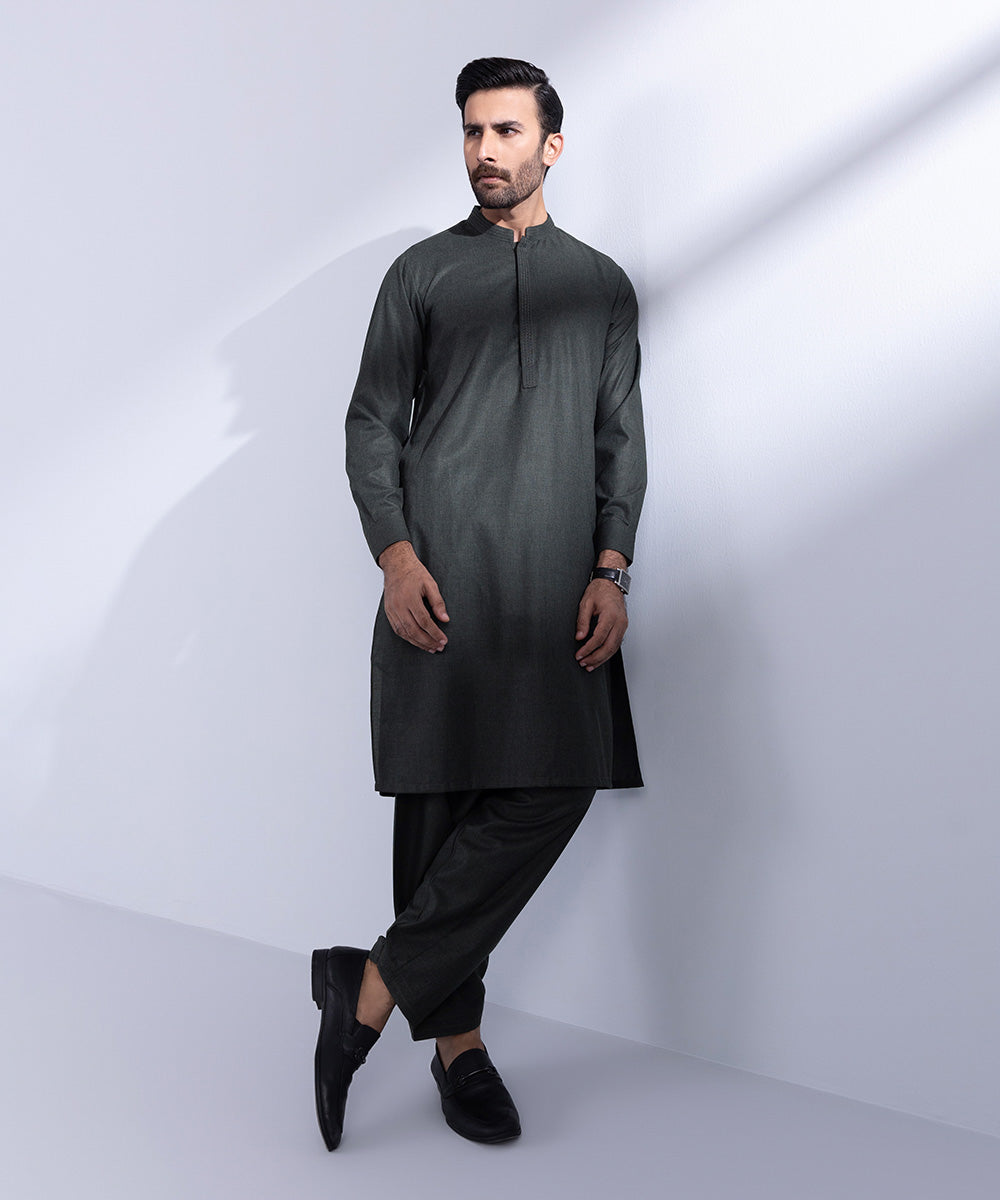 Men's Stitched Charcoal Premium Wash & Wear Kurta Shalwar