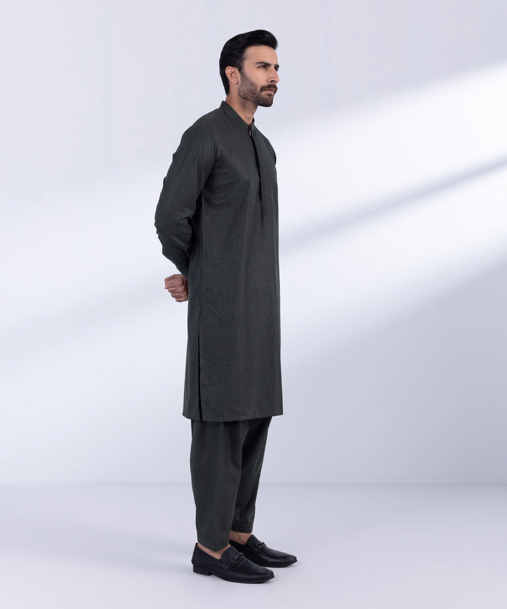 Men's Stitched Charcoal Premium Wash & Wear Kurta Shalwar