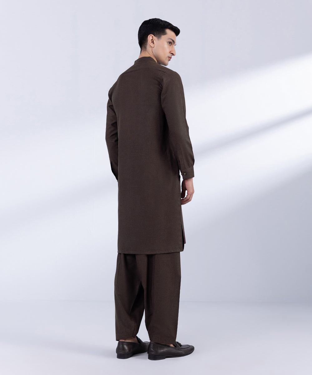 Men's Stitched Maroon Premium Wash & Wear Kurta Shalwar