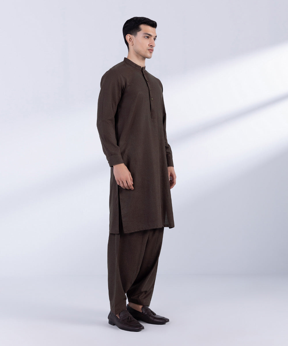 Men's Stitched Maroon Premium Wash & Wear Kurta Shalwar