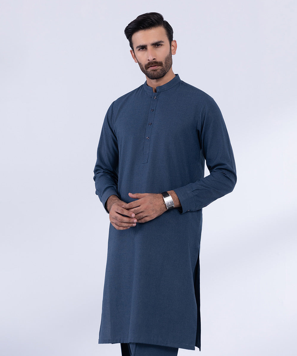 Men's Stitched Blue Premium Wash & Wear Kurta Shalwar