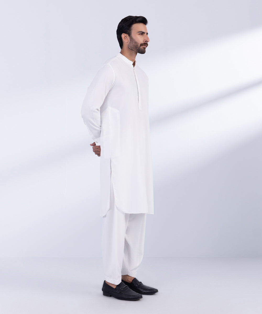 Men's Stitched White Premium Wash & Wear Kurta Shalwar