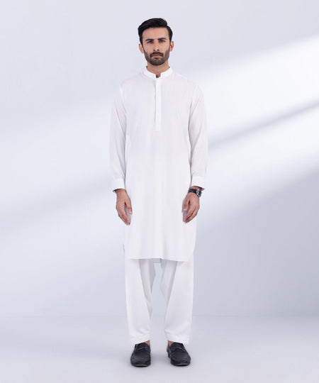 Men's Stitched White Premium Wash & Wear Kurta Shalwar