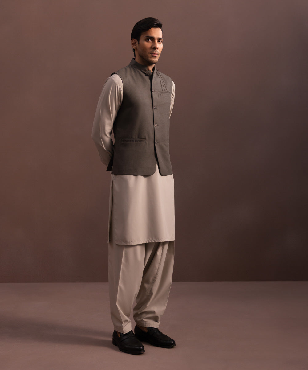 Men's Stitched Olive Green Premium Wash & Wear Kurta Shalwar