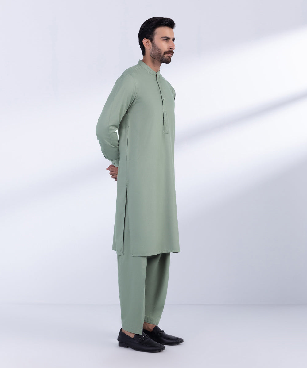 Men's Stitched Olive Green Premium Wash & Wear Kurta Shalwar