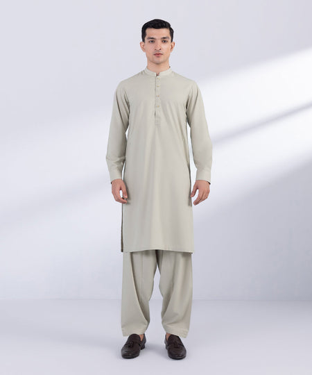 Men's Stitched Beige Premium Wash & Wear Kurta Shalwar