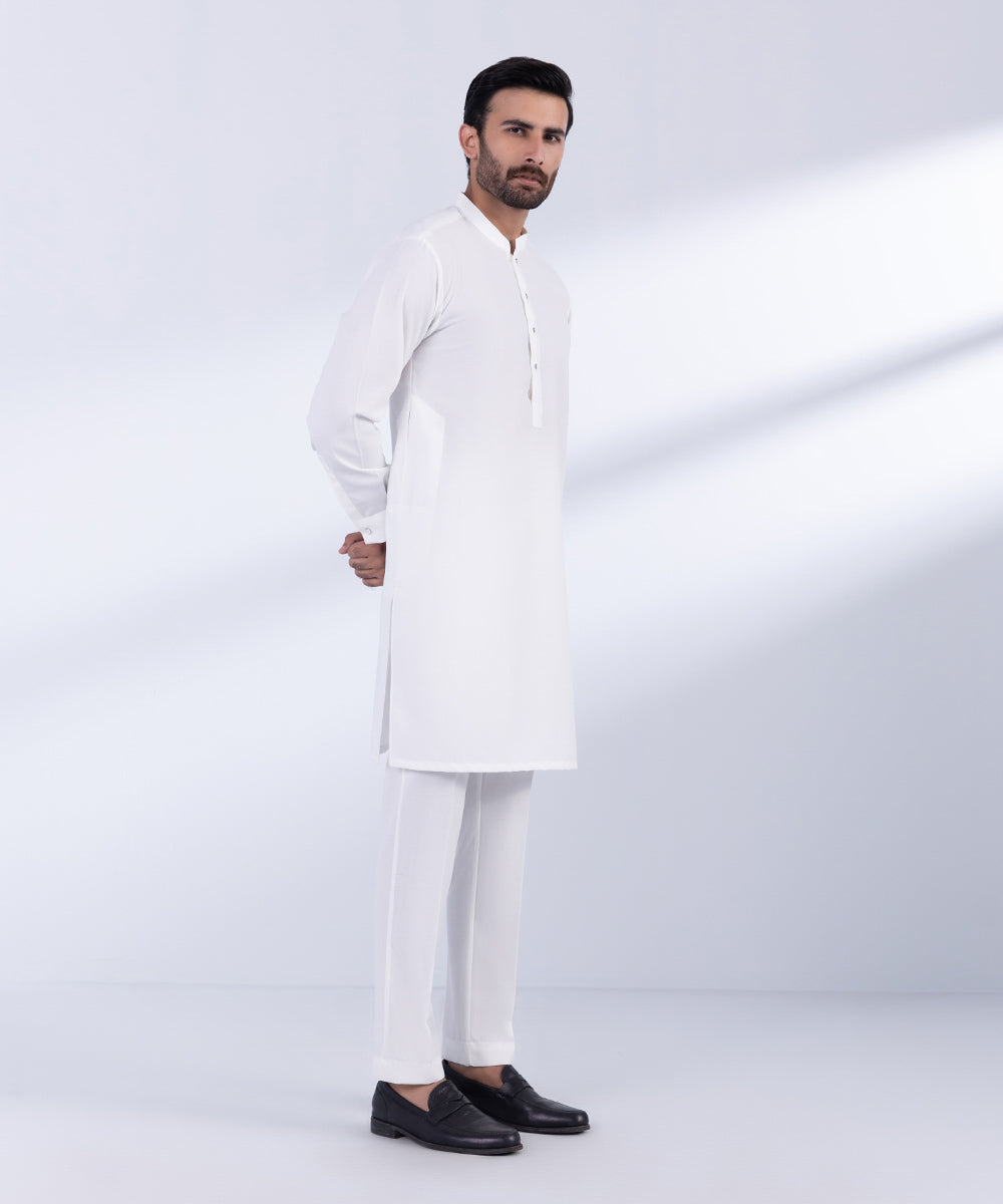 Men's Stitched White Premium Wash & Wear Kurta Trousers