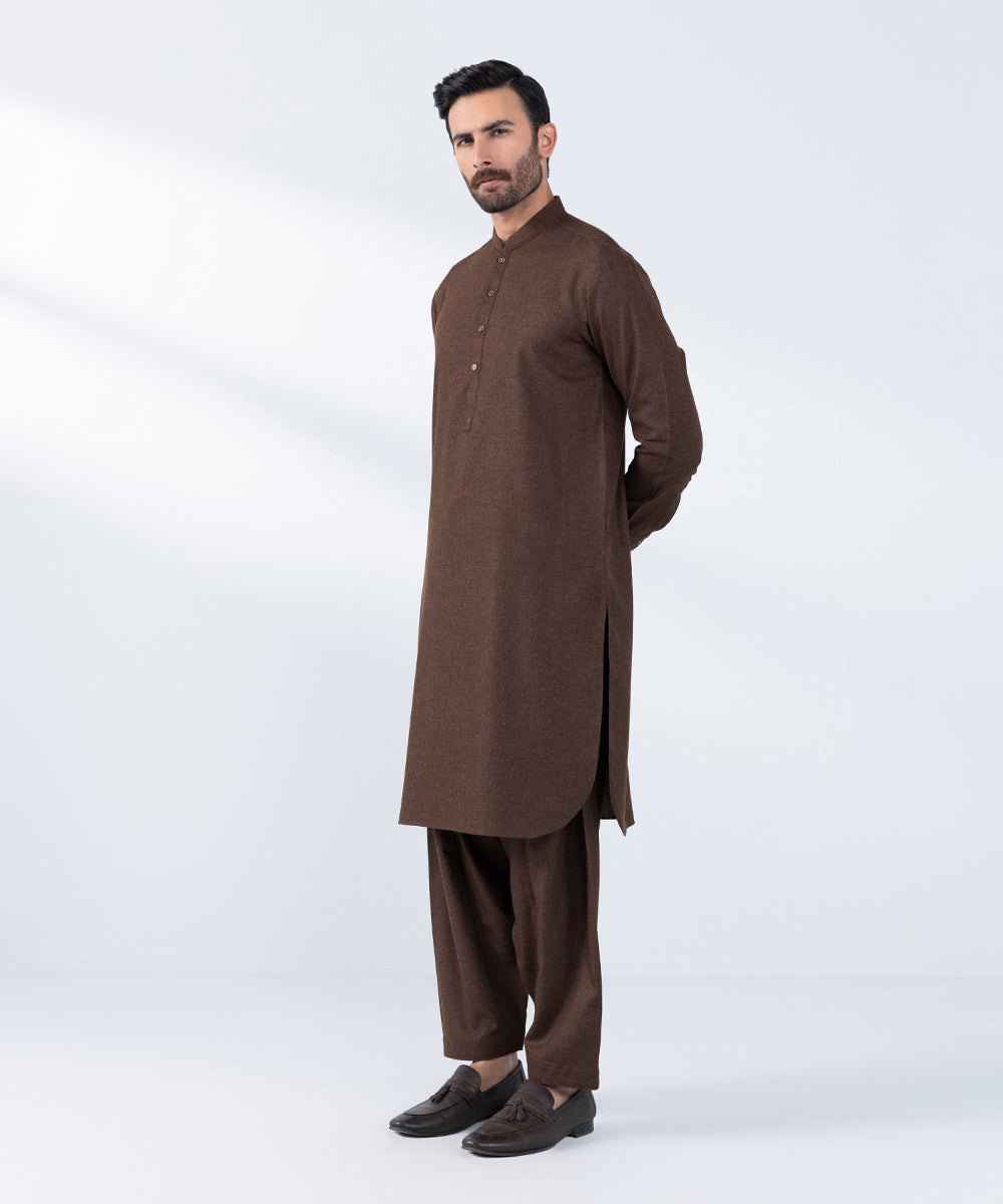 Men's Stitched Rust Wash & Wear Kurta Shalwar