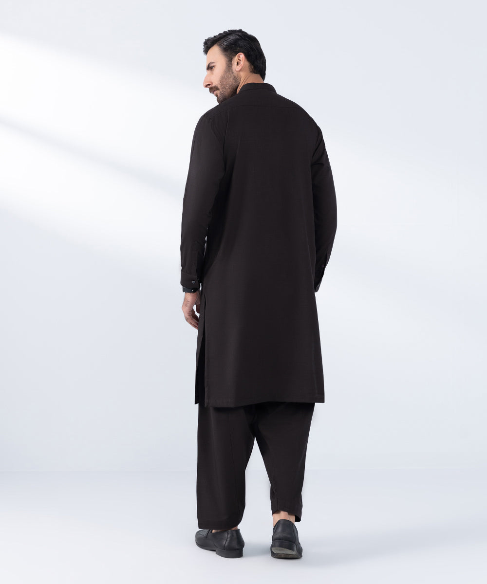 Men's Stitched Plum Wash & Wear Kurta Shalwar