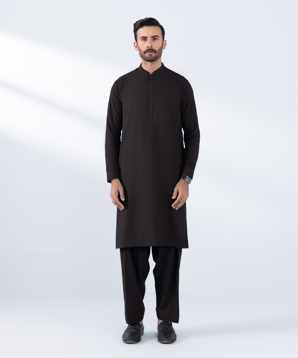 Men's Stitched Plum Wash & Wear Kurta Shalwar