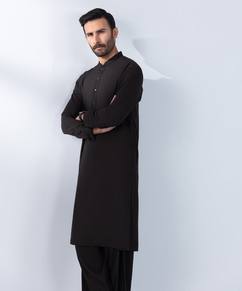 Men's Stitched Plum Wash & Wear Kurta Shalwar