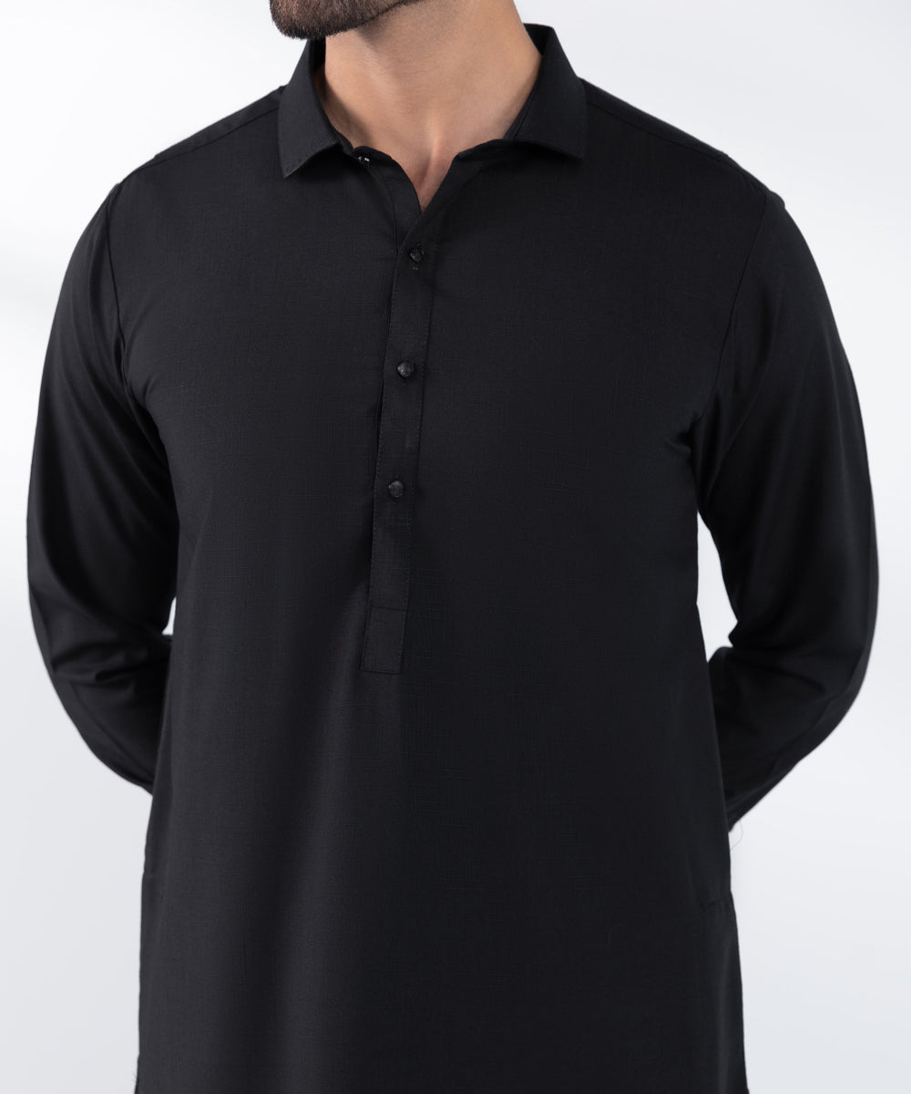 Men's Stitched Black Wash & Wear Kurta Shalwar