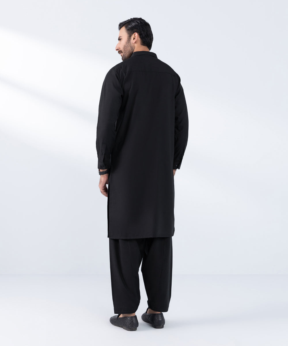 Men's Stitched Black Wash & Wear Kurta Shalwar