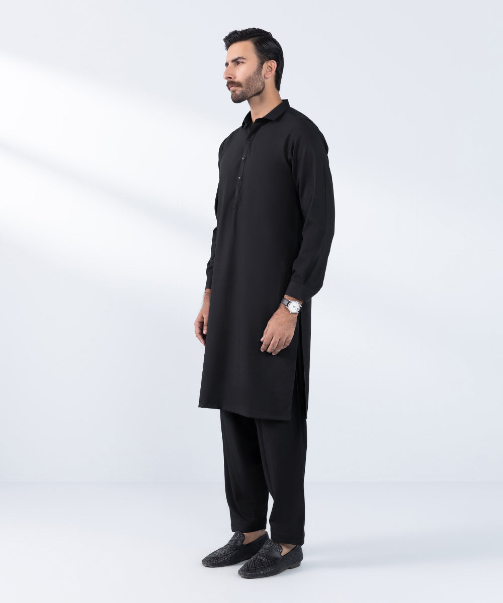 Men's Stitched Black Wash & Wear Kurta Shalwar