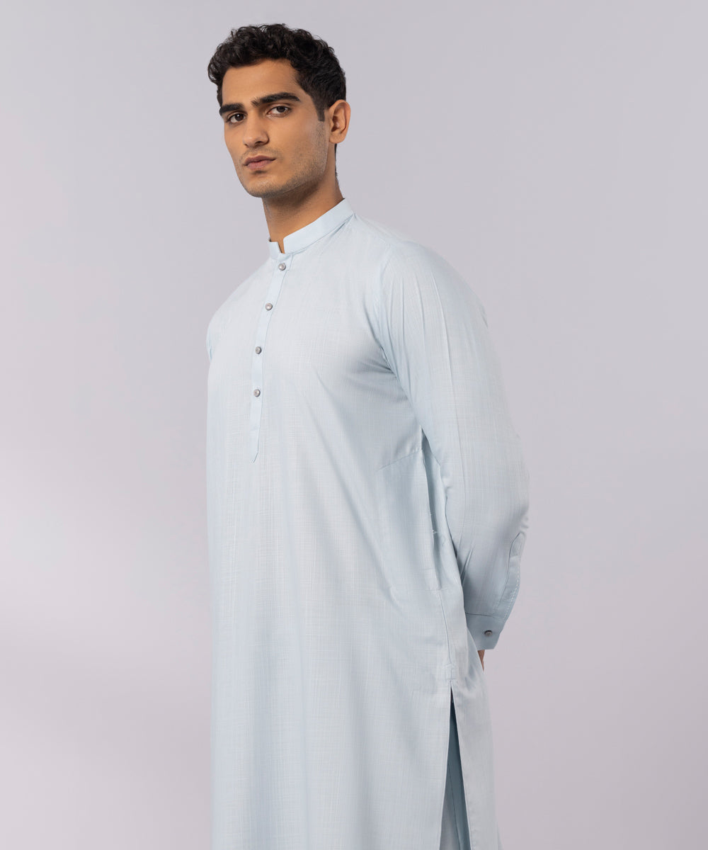 Men's Stitched Wash & Wear Aqua Straight Hem Kurta Shalwar