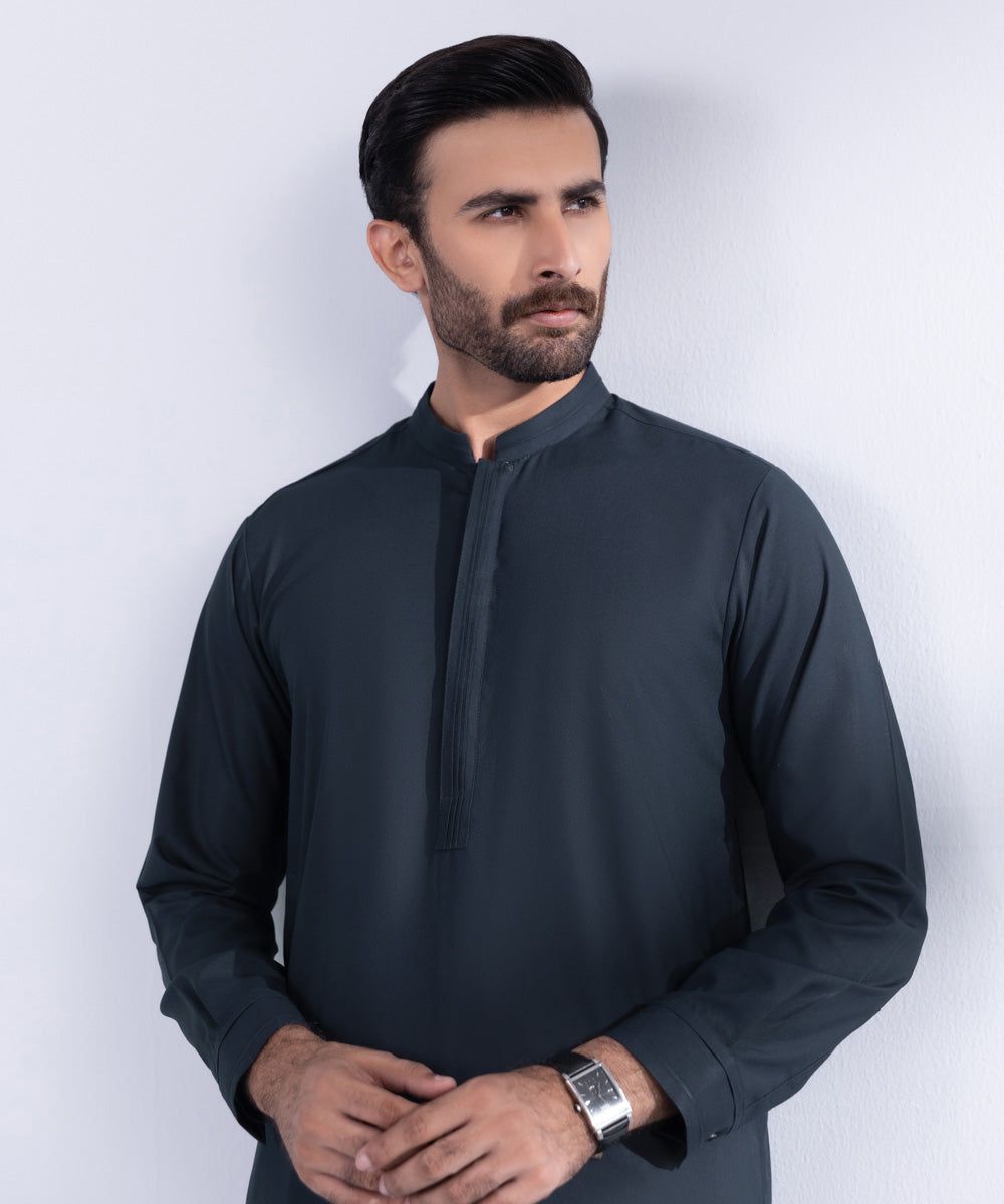 Men's Stitched Navy Wash & Wear Kurta Shalwar