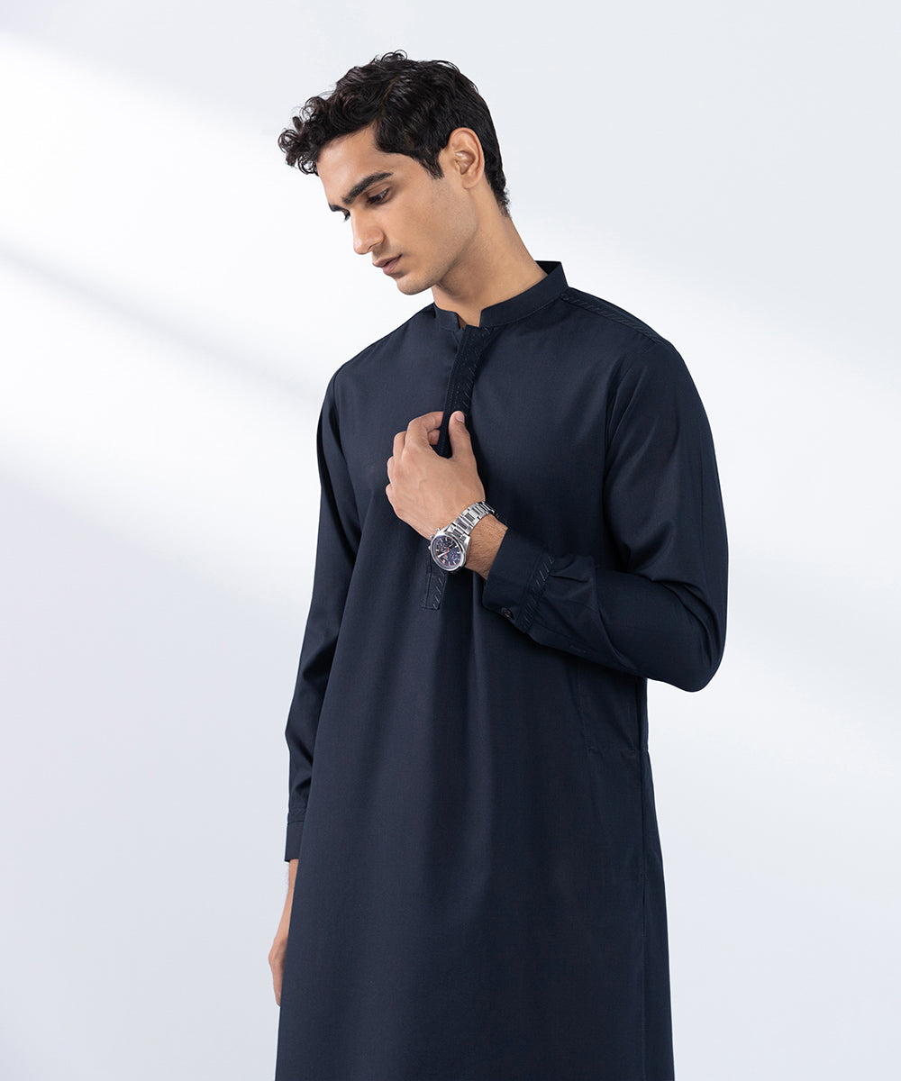 Men's Stitched Navy Wash & Wear Kurta Shalwar