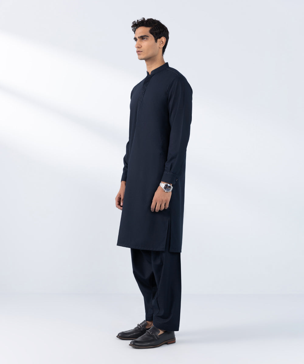 Men's Stitched Navy Wash & Wear Kurta Shalwar