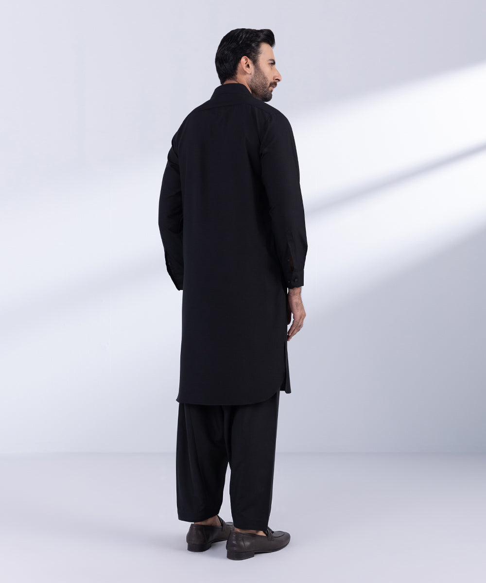 Men's Stitched Black Wash & Wear Kurta Shalwar