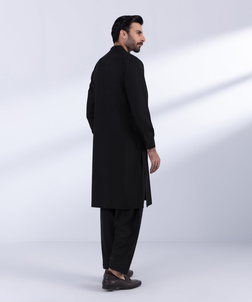 Men's Stitched Black Wash & Wear Kurta Shalwar