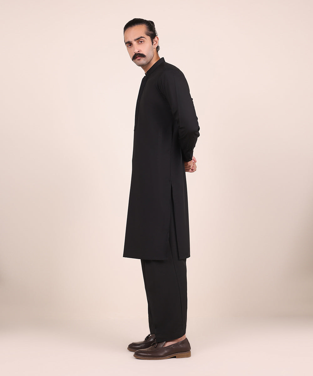 Men's Stitched Black Wash & Wear Kurta Shalwar