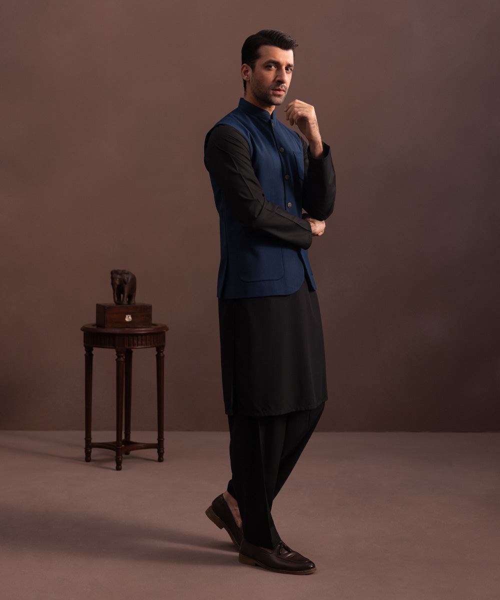 Men's Stitched Black Wash & Wear Kurta Shalwar