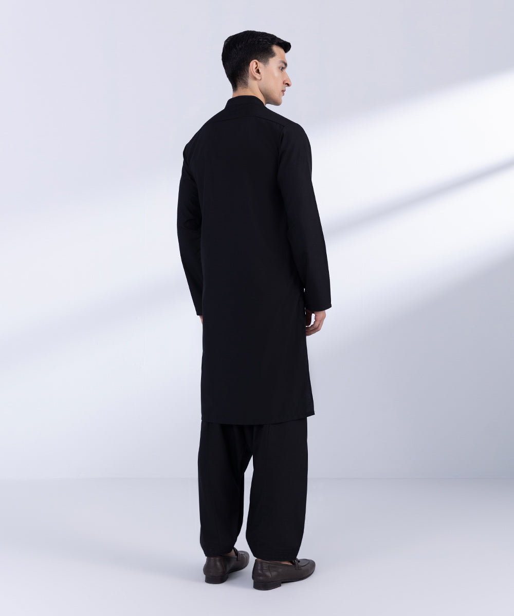 Men's Stitched Black Wash & Wear Kurta Shalwar