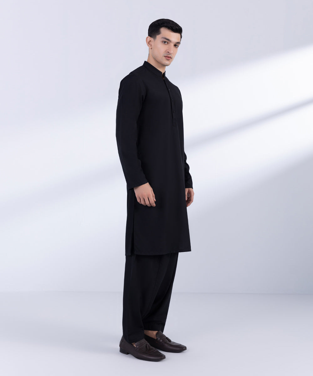 Men's Stitched Black Wash & Wear Kurta Shalwar