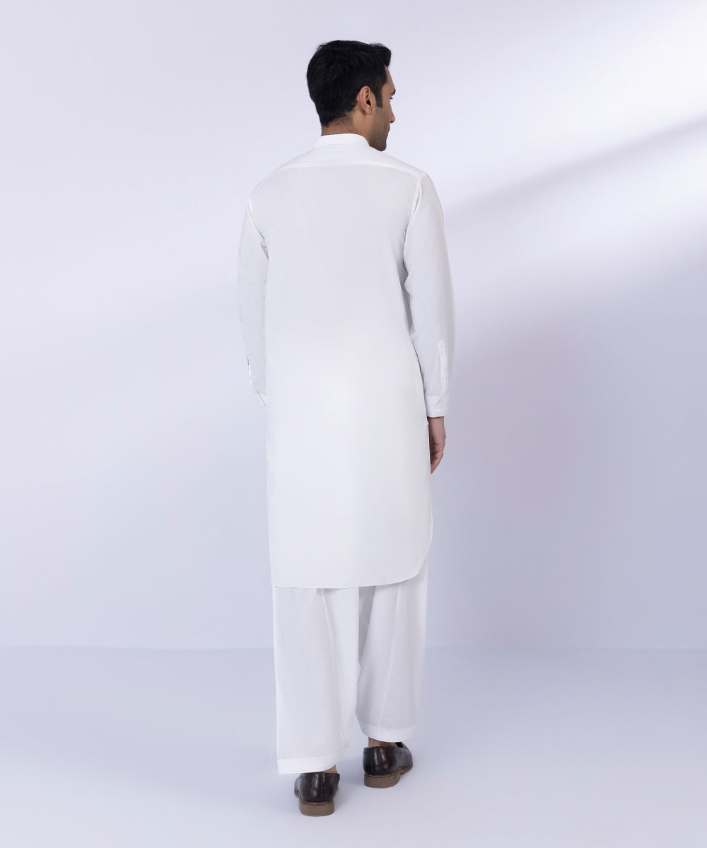 Men's Stitched White Wash & Wear Suit