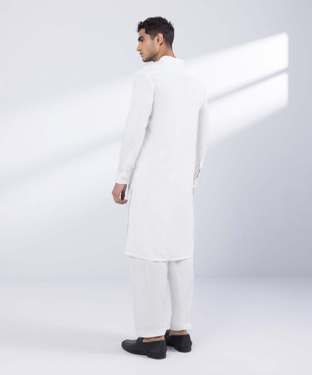 Men's Stitched White  Poly Suit