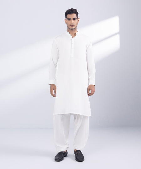 Men's Stitched White  Poly Suit