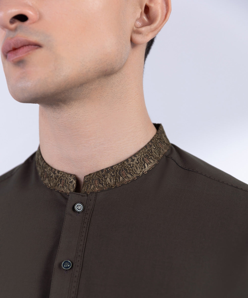 Men's Stitched Brown Premium Wash & Wear Kurta Shalwar