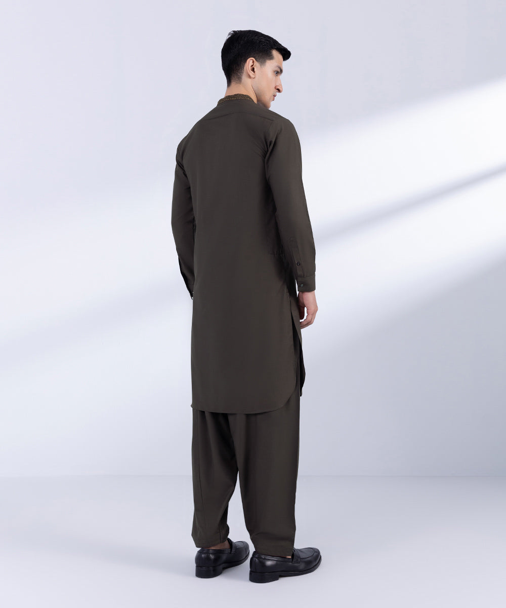 Men's Stitched Brown Premium Wash & Wear Kurta Shalwar