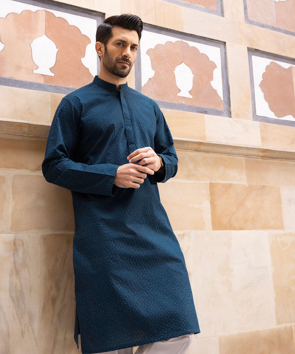 Buy Eid Special Men Navy Blue Kurta Pajama Online - MSTV00357| Andaaz  Fashion