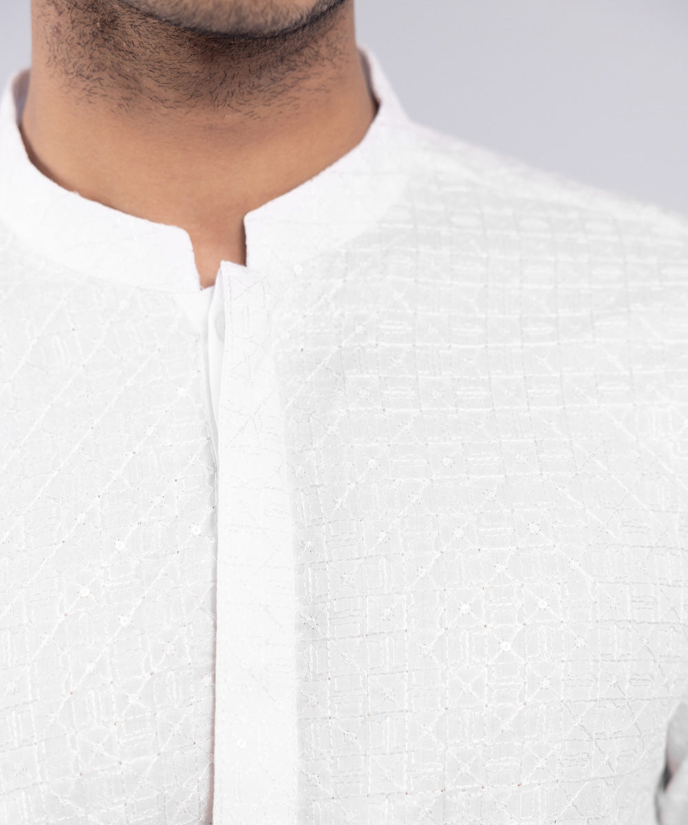 Men's Stitched White Cotton Kurta