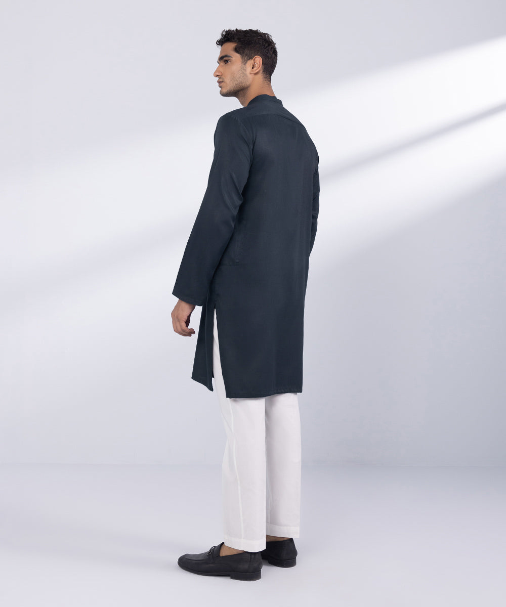 Men's Stitched Indigo Cotton Kurta