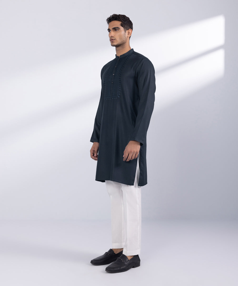 Men's Stitched Indigo Cotton Kurta